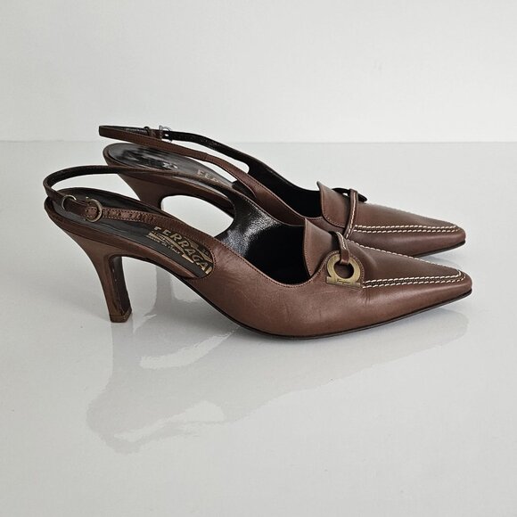 Ferragamo Sling Backs. New!! Vintage!! - Picture 10 of 11